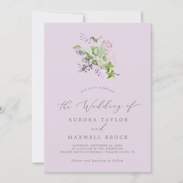 Invitación Rustic Lilac | Boda simple de lavanda (Anverso)