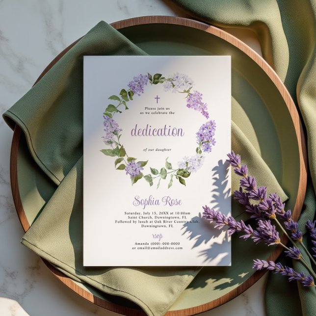 Invitación Rustic Lilac Flowers Dedication Invitation (Subido por el creador)