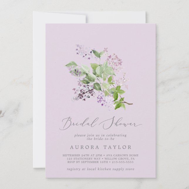Invitación Rustic Lilac | Lavender Bridal Shower (Anverso)