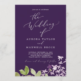 Invitación Rustic Lilac | Púrpura El Boda De