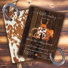 Invitación Rustic Little Cowboy Western Wood Baby Shower