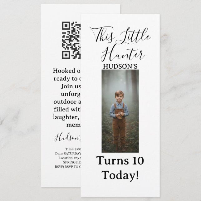 Invitación Rustic Little Hunter Photo Boy Birthday Invitation (Anverso / Reverso)