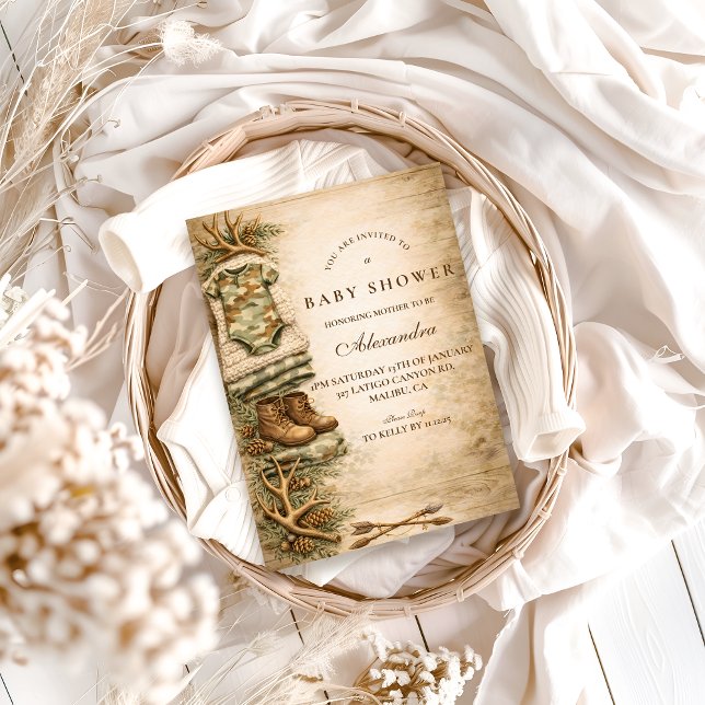 Invitación Rustic Little Hunter Woodland Baby Shower (Subido por el creador)