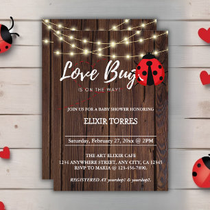 Invitación Rustic Love Bug Baby Shower