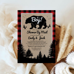 Invitación Rustic Lumberjack Baby Shower Por Correo