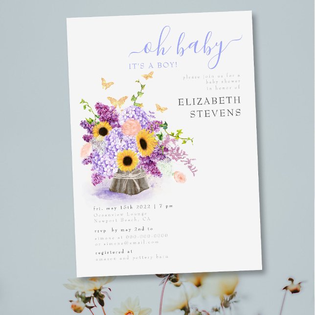 Invitación Rustic Lush Sunflowers Elegant Boy Baby Shower (Subido por el creador)