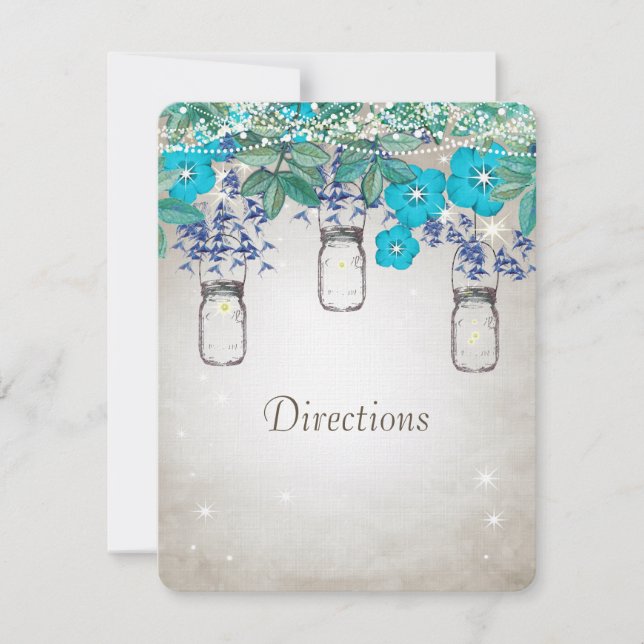 Invitación Rustic Luxe Mason Jar Navy Turquoise (Anverso)