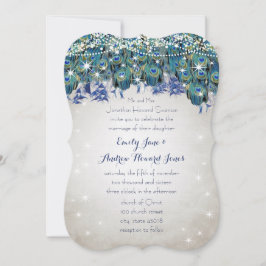 Invitación Rustic Luxe Mason Jar Navy Turquoise Peacock