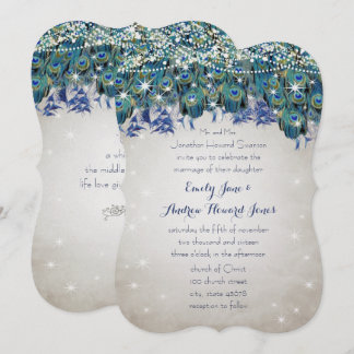Invitación Rustic Luxe Mason Jar Navy Turquoise Peacock