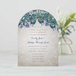 Invitación Rustic Luxe Mason Jar Navy Turquoise Peacock