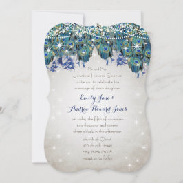 Invitación Rustic Luxe Mason Jar Navy Turquoise Peacock