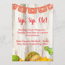 Invitación Rustic Margarita Bar Sign | Neutral Fiesta Bridal