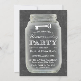 Invitación Rustic Mason Jar Chalkboard, Fiesta que mejora la 