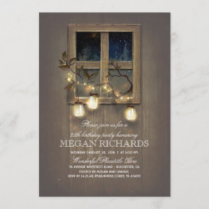 Invitación Rustic Mason Jar enciende fiesta de cumpleaños de 