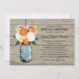 Invitación Rustic Mason Jar Gerber Daisies Bridal Shower