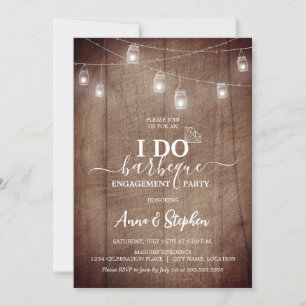 Invitación Rustic Mason Jar Light I Do BBQ Engagement Party