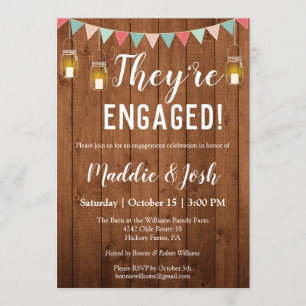 Invitación Rustic Mason Jar Lights Engagement Party