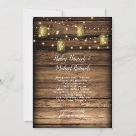 Invitación Rustic Mason Jar luce las luces de cadena
