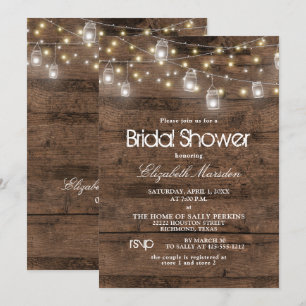 Invitación Rustic Mason Jar String enciende ducha de novia