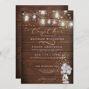 Invitación Rustic Mason Jar String ilumina el descalzoBride™