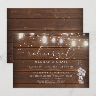 Invitación Rustic Mason Jar String ilumina el descalzoBride™