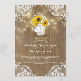 Invitación Rustic Mason Jar Sunflower Bridal Shower