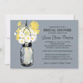 Invitación Rustic Mason Jar y Wildflower Daisies
