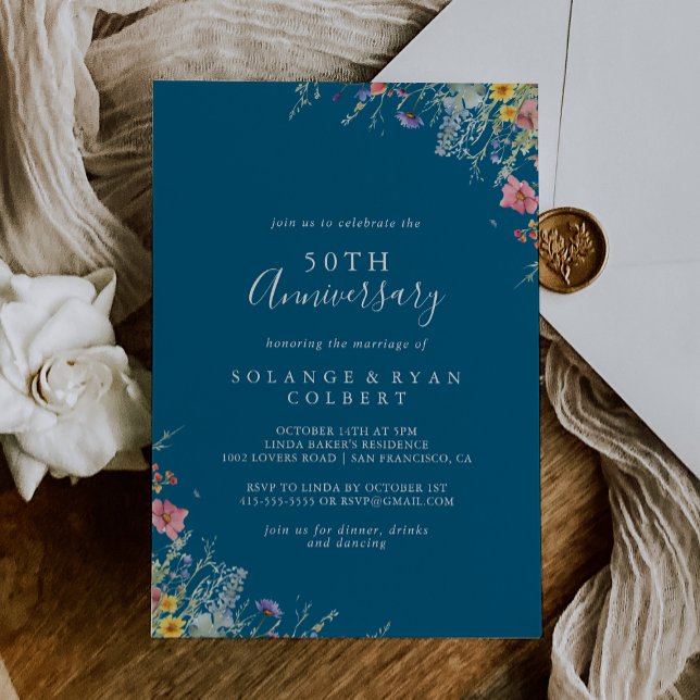 Invitación Rustic Meadow Botanical 50th Wedding Anniversary (Subido por el creador)