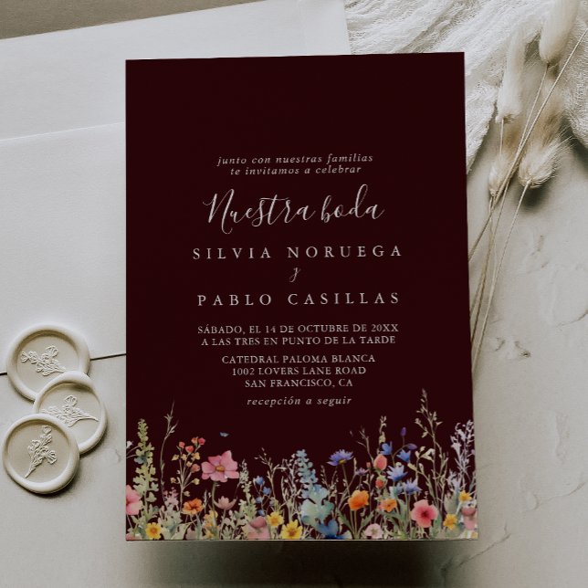 Invitación Rustic Meadow Botanical Nuestra Boda Wedding (Subido por el creador)