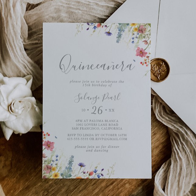 Invitación Rustic Meadow Botanical Quinceañera (Subido por el creador)