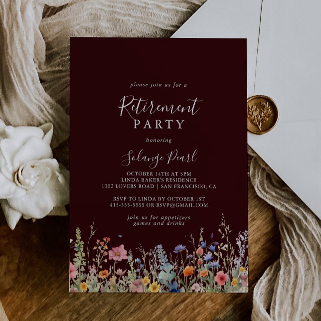 Invitación Rustic Meadow Botanical Retirement Party (Subido por el creador)