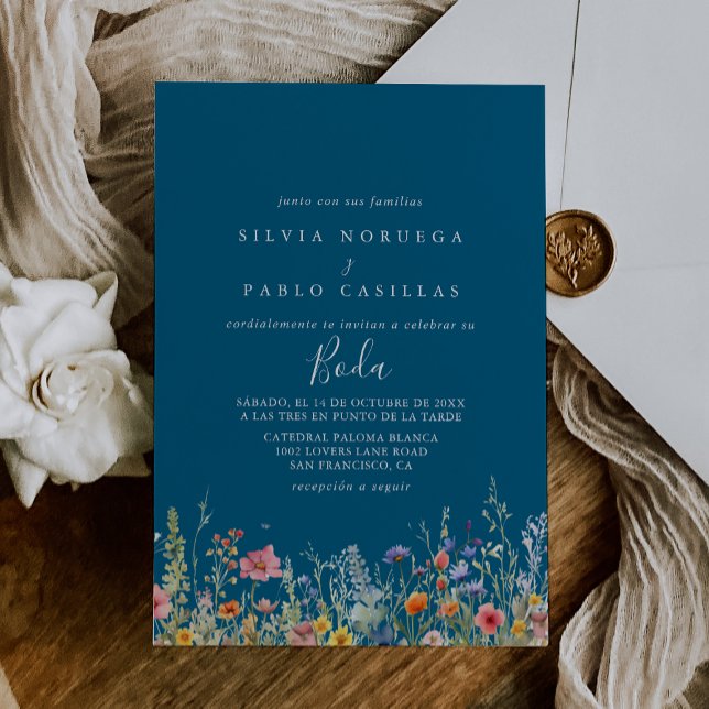 Invitación Rustic Meadow Botanical Spanish Wedding (Subido por el creador)