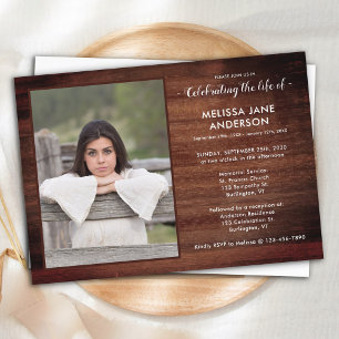 Invitación Rustic Memorial Service Celebración De La Foto De