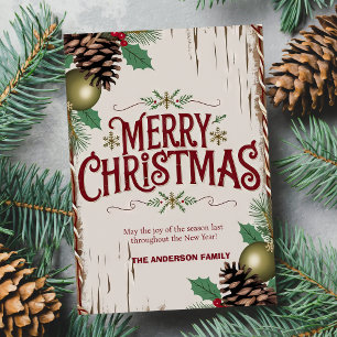 Invitación Rustic Merry Christmas Floral Holiday Card