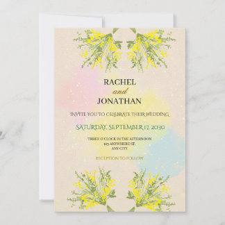 Invitación Rustic Mimosa Floral Watercolor Wedding Invitation