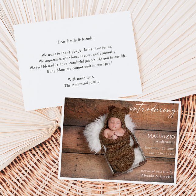 Invitación Rustic Minimalist Baby Photo Announcement Card (Subido por el creador)
