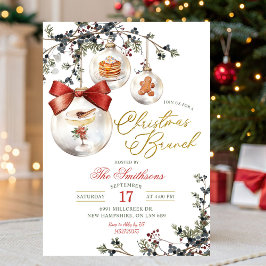 Invitación Rustic Minimalist Baubles Christmas Brunch
