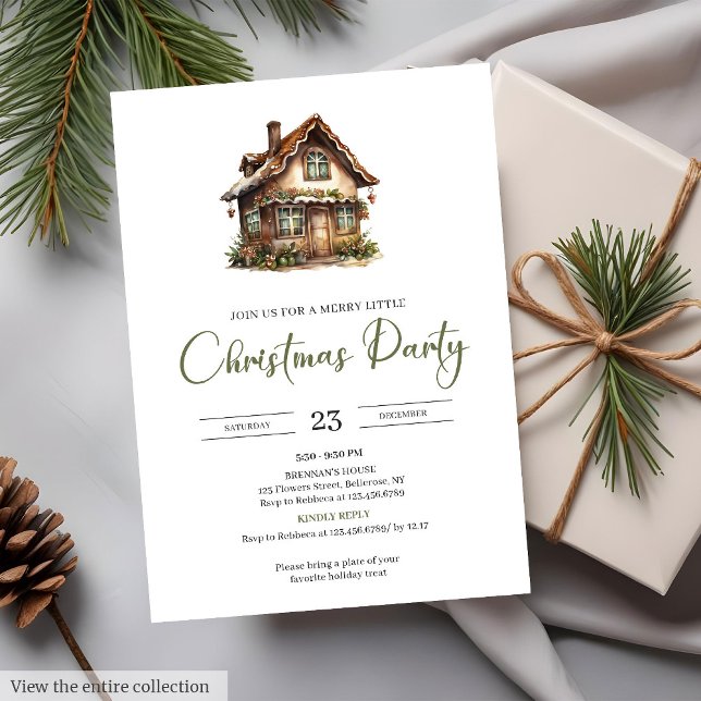 Invitación Rustic Minimalist Neutral Earthy Cozy Xmas Party  (Rustic Minimalist Neutral Earthy Cozy Xmas Party Card Invite)