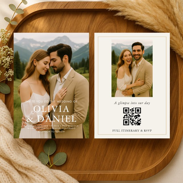 Invitación Rustic Minimalist Simple Photo Wedding Invitation (Subido por el creador)