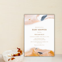 Rustic Modern Abstract Watercolor Baby Shower