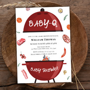 Invitación Rustic Modern Backyard BBQ Baby Q Baby Shower