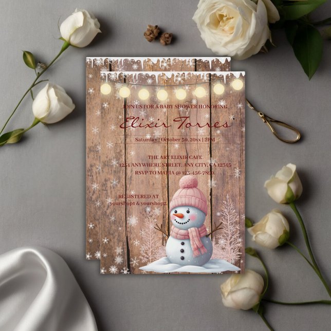 Invitación Rustic Modern Elegant Snowman Baby Shower (Subido por el creador)