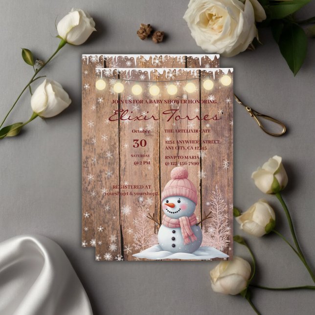 Invitación Rustic Modern Elegant Snowman Baby Shower (Subido por el creador)