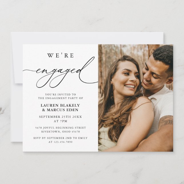 Invitación Rustic Modern Photo We are Engaged Engagement Part (Anverso)