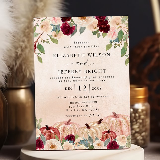 Invitación Rustic Modern Pumpkins Country Fall Wedding (Rustic Modern Pumpkins Country Fall Wedding Invitation)