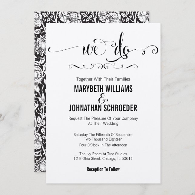 Invitación Rustic Modern We Do Script Wedding Invitation Card (Anverso / Reverso)