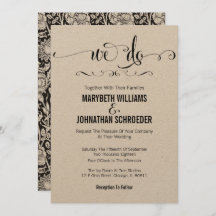 Rustic Modern We Do Script Wedding Invitation Card