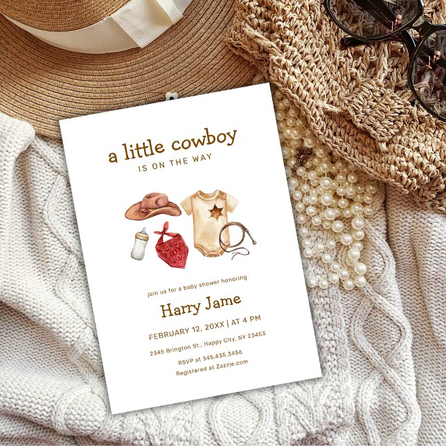 Invitación Rustic Modern Western Little Cowboy Baby Shower (Rustic Modern Western Little Cowboy Baby Shower Invitation)