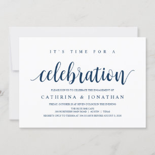 Invitación Rustic moderno, guión azul de la marina, Partido d