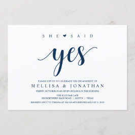 Invitación Rustic moderno, guión azul de la marina, Partido d